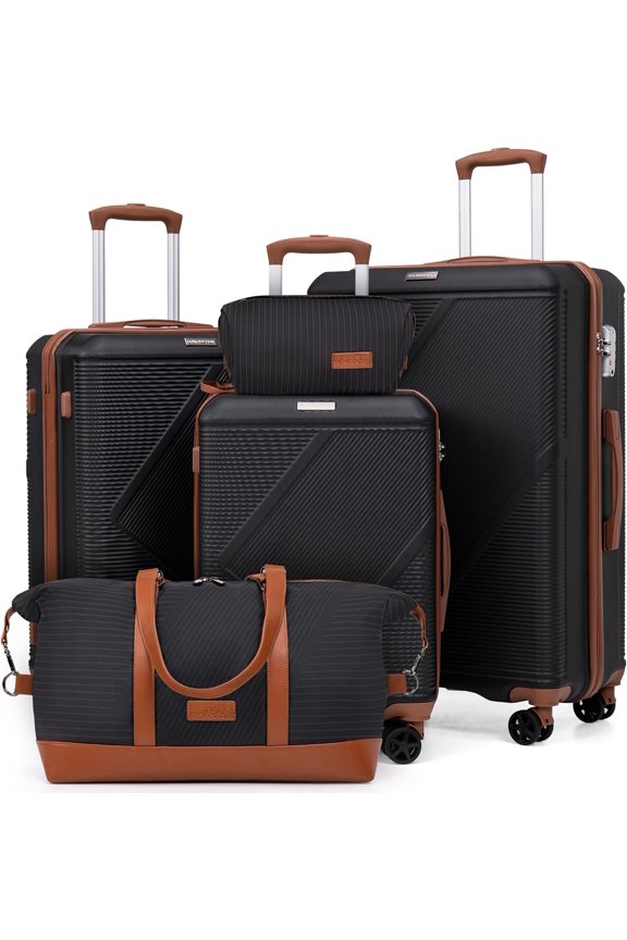 Luggage Sets 5 count, Hardside Spinner Suitcases with Wheels, Lightweight Carry  Luggage Set with TSA Lock, 20in 24in 28in ABS Hardshell Travel Set, Black
