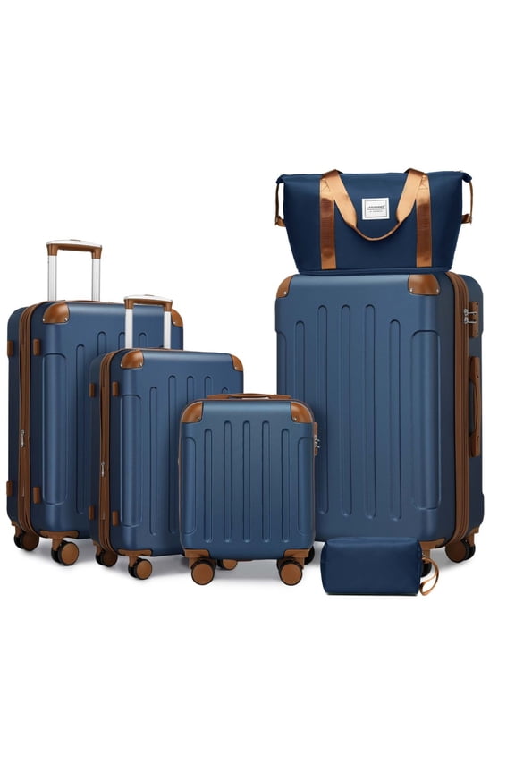 Luggage Sets 6 Piece with Duffel Bags, Hardside Expandable Suitcases with Spinner Wheels TSA Lock, Navy Blue