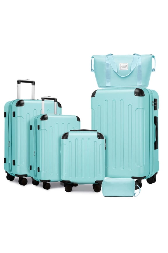 Luggage Sets 6 Piece with Duffel Bags, Hardside Expandable Suitcases with Spinner Wheels TSA Lock, Sky Blue