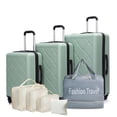 thumbnail image 1 of Luggage Sets 8 Piece with Adjustable Height, Lightweight Hardshell Travel Suitcases with 360° Wheels, 4 Storage Bags, for Men, Women, Green(20/24/28 Inch), 1 of 6