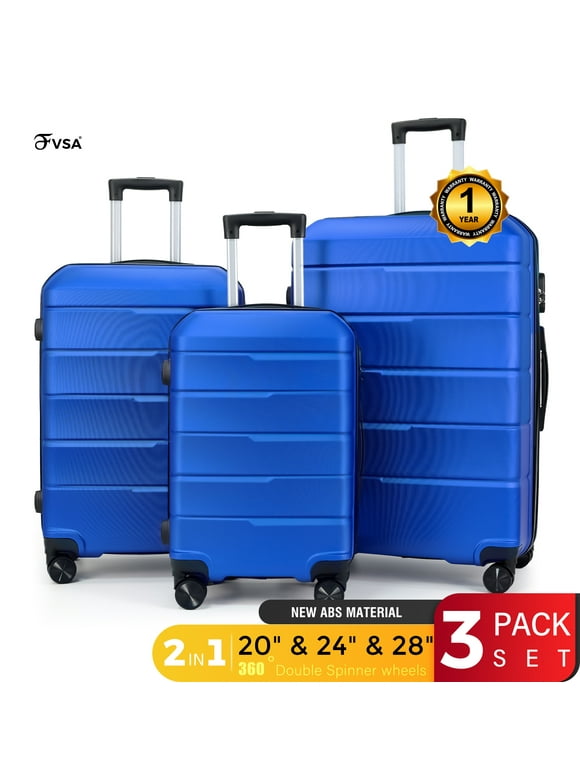 Luggage Sets of 3 Piece with Silent Wheel PC+ABS Suitcase 20/24/28 Carry on Luggage Airline Approved