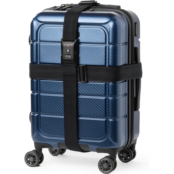 Luggage Strap - 2-in-1 TSA-Approved Expandable Luggage Straps for Suitcases with Keyless 3-Digit Combination Lock, Size One Size, Black