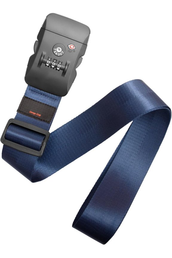 Luggage Strap Belt for 20"-32" Suitcase with TSA Approved 3-Dial Combination Lock Wide Adjustable Packing Straps Travel Accessories, Blue