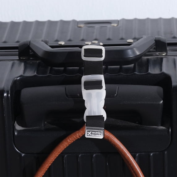 Luggage Strap Connector Buckle Portable Suitcase Add On Fixing Clip Adjustable Nylon Backpack Link Strap For Travel Bag Connecting(Black-27X2.5Cm)