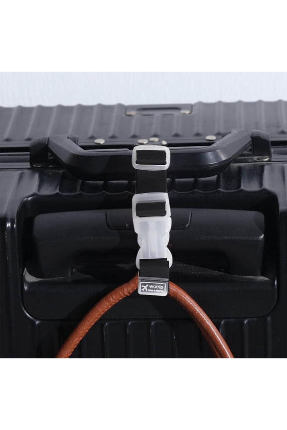Luggage Strap Connector Buckle Portable Suitcase Add On Fixing Clip Adjustable Nylon Backpack Link Strap For Travel Bag Connecting(Black-27X2.5Cm)