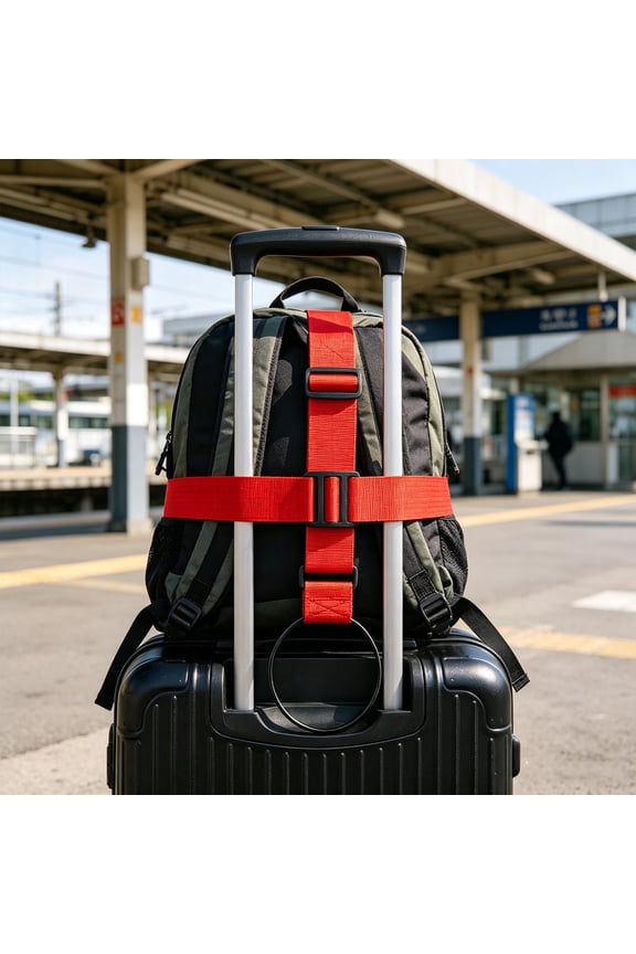 Luggage Strap – Heavy Duty Elastic Bungee Connector, 25.2" x 2.4", Adjustable Suitcase Strap for Extra Bag, Red