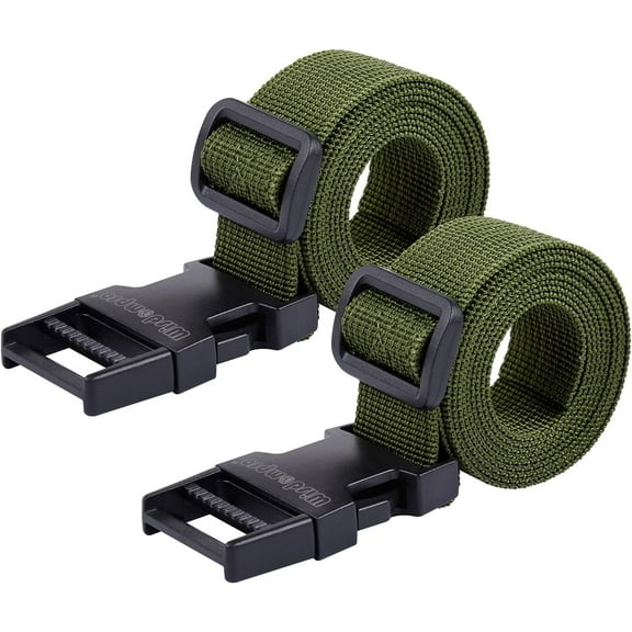 Luggage Straps, 2 Pack Heavy Duty Utility Webbing Strap Adjustable For Backpacking, Camping, Hiking, Sleeping Bag Compression, Suitcases With Quick Release Buckle Clip - 48 Inch, Black