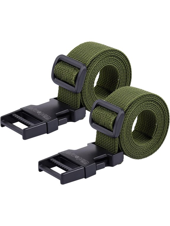 Luggage Straps, 2 Pack Heavy Duty Utility Webbing Strap Adjustable For Backpacking, Camping, Hiking, Sleeping Bag Compression, Suitcases With Quick Release Buckle Clip - 48 Inch, Black