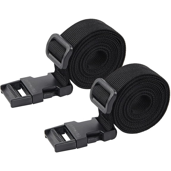 Luggage Straps, 2 Pack Heavy Duty Utility Webbing Strap Adjustable for Backpacking, Camping, Hiking, Sleeping Bag Compression, Suitcases with Quick Release Buckle Clip - 48 inch, Black