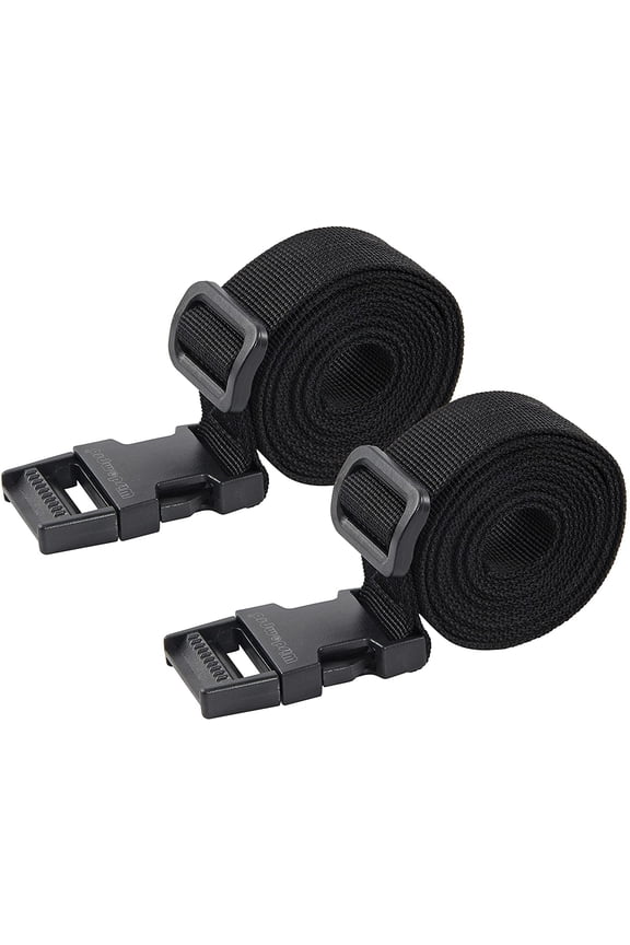 Luggage Straps, 2 Pack Heavy Duty Utility Webbing Strap Adjustable for Backpacking, Camping, Hiking, Sleeping Bag Compression, Suitcases with Quick Release Buckle Clip - 48 inch, Black