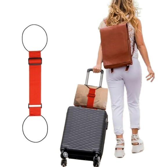 Luggage Straps for Add a Bag Bungee, Lightweight Easy Elastic Wrap Belts for Attaching Extra Bags Purse to Suitcase Handle Handbag Backpack Spinner Carryon Travel Airport, Red