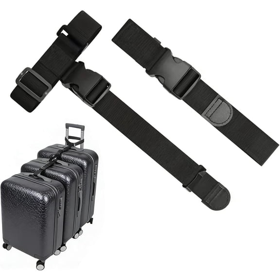 Luggage Straps,Add a Bag Luggage Strap,Heavy Duty Adjustable Suitcase Belt,Stretchable Adjustable Accessories Travel Belts 2 Pack,Travel Accessory for Luggage Connector.(Black)