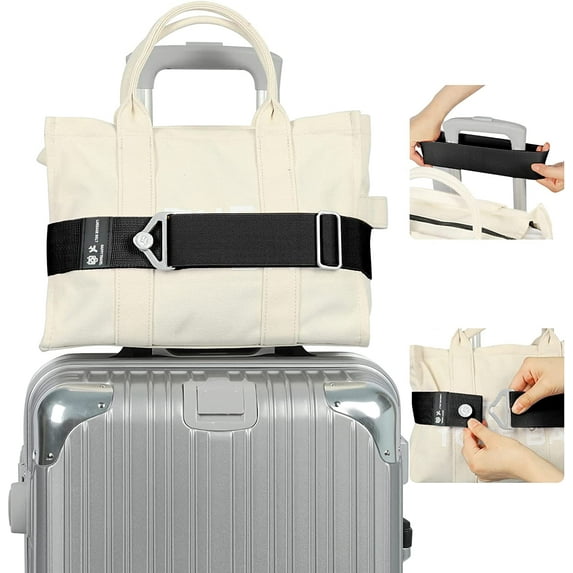 Luggage Straps Adjustable Travel Belt for Luggage Add a Bag over Handle, Elastic Luggage Strap with Alloy Buckle for Carry on Bag, Hands-Free Airport Travel Accessories for Women and Men, Black