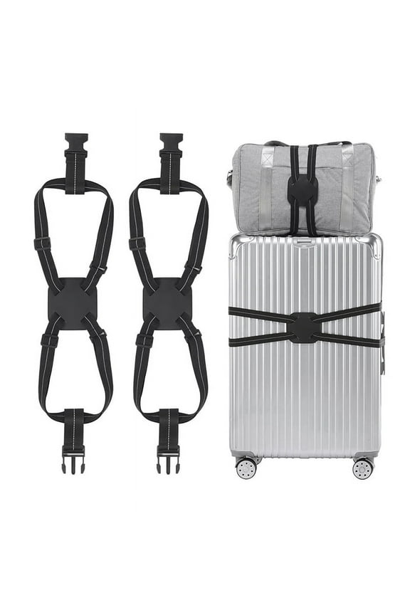 Luggage Straps Bag Bungees for Suitcases Add A Bag, Travel Bungee Belt (2 Pack)