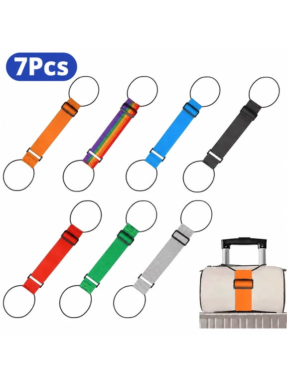 7 Pcs Luggage Straps for Suitcase, Elastic Adjustable Travel Bag Connector Straps for Backpack, Purse & Carry-On, Luggage Organizer Travel Accessories