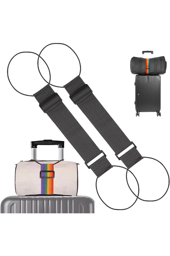 Luggage Straps for Suitcases (2-Pack) - Adjustable Luggage Connector Straps for Secure Stacking, Hands-Free Travel & Easy Identification | Strong Travel Strap for Airport, Train, Cruise(wwx)