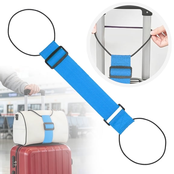 Luggage Straps for Suitcases Blue 2-in-1 Travel Belt Add A Bag Adjustable Luggage Strap Over Handle Carry On Bag Suitcase Belt Trolley Sleeve Compatible Travel Accessories 1 Pack