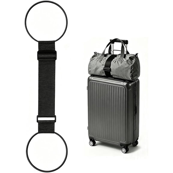 Luggage Straps for Suitcases, Extended Adjustable Luggage Connector Straps, Portable Luggage Attachment Strap, Elastic Loop, Handbag Backpack Fixing Belt for Suitcase Handle (1 Black)