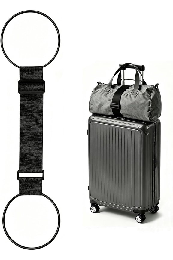 Luggage Straps for Suitcases, Extended Adjustable Luggage Connector Straps, Portable Luggage Attachment Strap, Elastic Loop, Handbag Backpack Fixing Belt for Suitcase Handle (1 Black)