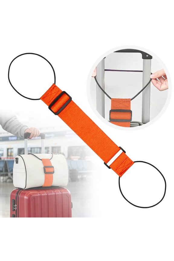Luggage Straps for Suitcases, Extended Adjustable Luggage Connector Straps, Strong Elastic Straps for Carry-Ons, Backpacks, Hands-Free Travel, Airport, Vacation, Orange