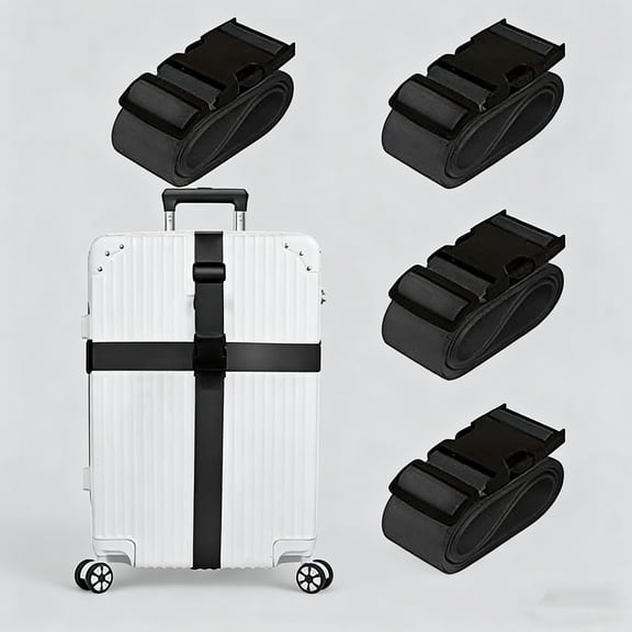 Luggage Straps for Suitcases TSA Approved Travel Belt 4 Pack by  (Black)