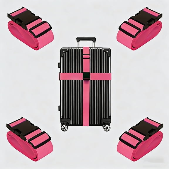 Luggage Straps for Suitcases TSA Approved Travel Belt 4 Pack by  (Rose Red)