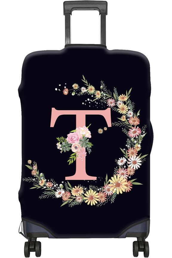 Luggage Suitcase Cover Protector Luggage Elastic Washable Baggage Covers Initial Cute Aesthetic for Unisex Women Girls Travel Trip L(26-29 inch)-Letter T