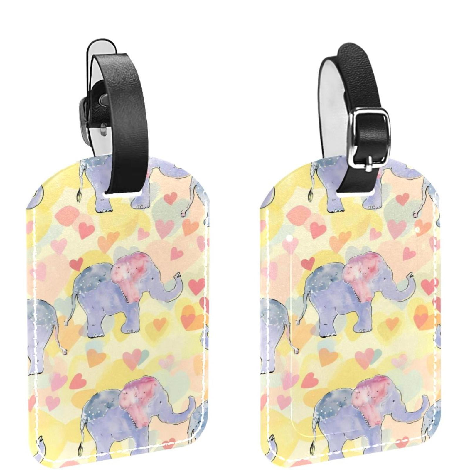 Luggage Tag 2 Pcs Suitcase Tag Leather Luggage Tags Travel Tags for Luggage Unique Luggage Tags Cartoon Elephant Walmart