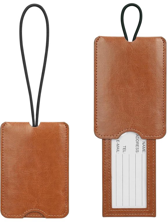 Luggage Tag - 4 Pack PU Leather Luggage Tags for Suitcases with Name ID Card Travel Tags Labels with Privacy Cover for Baggage Handbag School Bag Suitcase Black