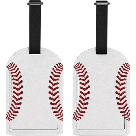 Luggage Tag Baseball Laces Full Back Privacy Name ID Card Suitcase Labels Leather Travel Tags 2 Pack Decoration