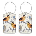 thumbnail image 1 of Luggage Tag, Travel Tags, Handbag Tag - Square PU Leather 2 Pack with Privacy Cover and Stainless Steel Ring - Suitable for Travel, Backpack, Handbag [Amazon Approved] Bird Pattern, 1 of 1