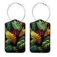 thumbnail image 1 of Luggage Tag, Travel Tags, Handbag Tag - Square PU Leather 2 Pack with Privacy Cover and Stainless Steel Ring - Suitable for Travel, Backpack, Handbag [Amazon Approved] Tropical Leaves, 1 of 7