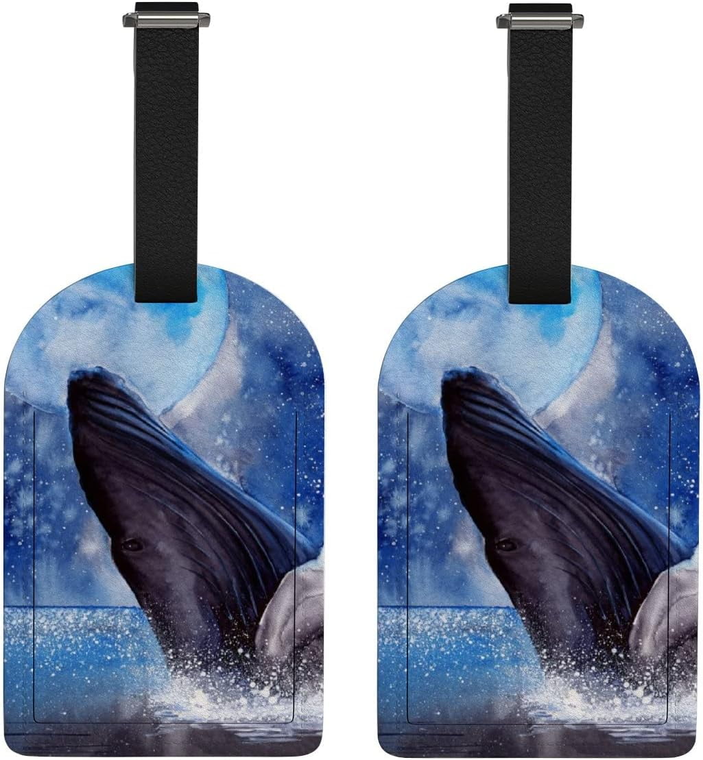 Luggage Tag Whale Ocean Full Back Privacy Name ID Card Suitcase Labels ...