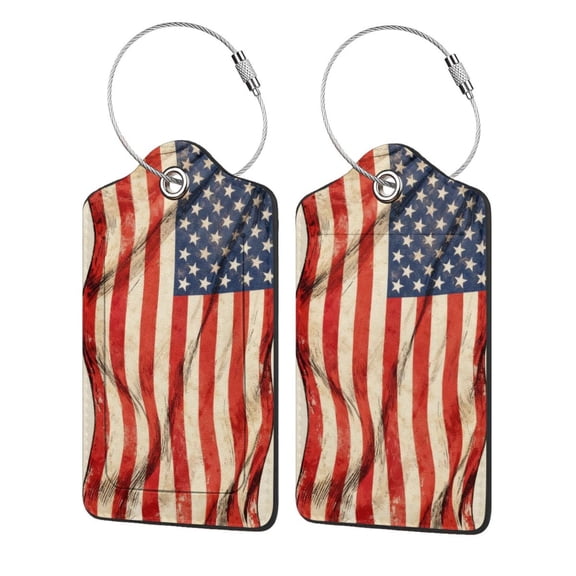 Luggage Tag for Suitcases BaggageAmerica Flag Patriotic Luggage Tag with Full Back Privacy Cover for Travel 2 PCS