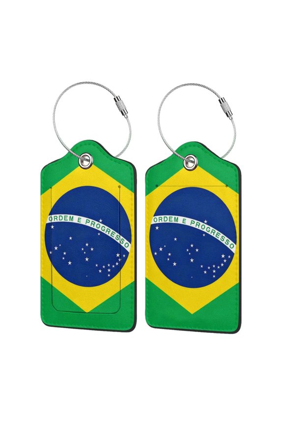 Luggage Tag for Suitcases BaggageFlag Of Brazil Luggage Tag with Full Back Privacy Cover for Travel 1 PCS