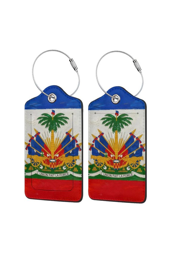Luggage Tag for Suitcases BaggageHaitian Flag Luggage Tag with Full Back Privacy Cover for Travel 1 PCS