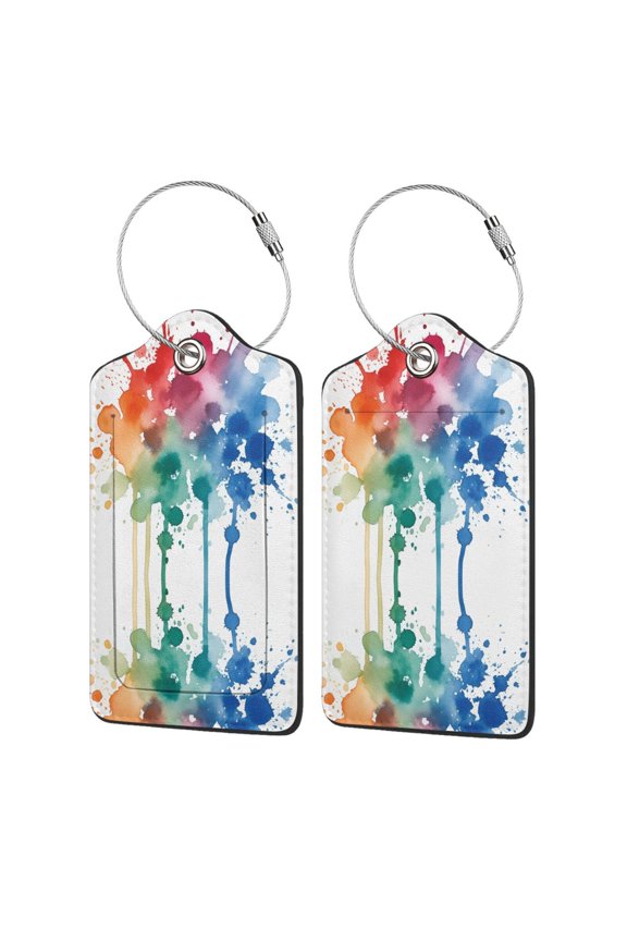 Luggage Tag for Suitcases BaggagePaint Splatter Colorful Luggage Tag with Full Back Privacy Cover for Travel 1 PCS