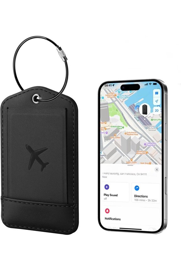 Luggage Tag with Find My, Leather Luggage Tags for Suitcase, Travel Bags, Backpacks, Anti-Lost Suitcase Tag for Travel with Name Card,