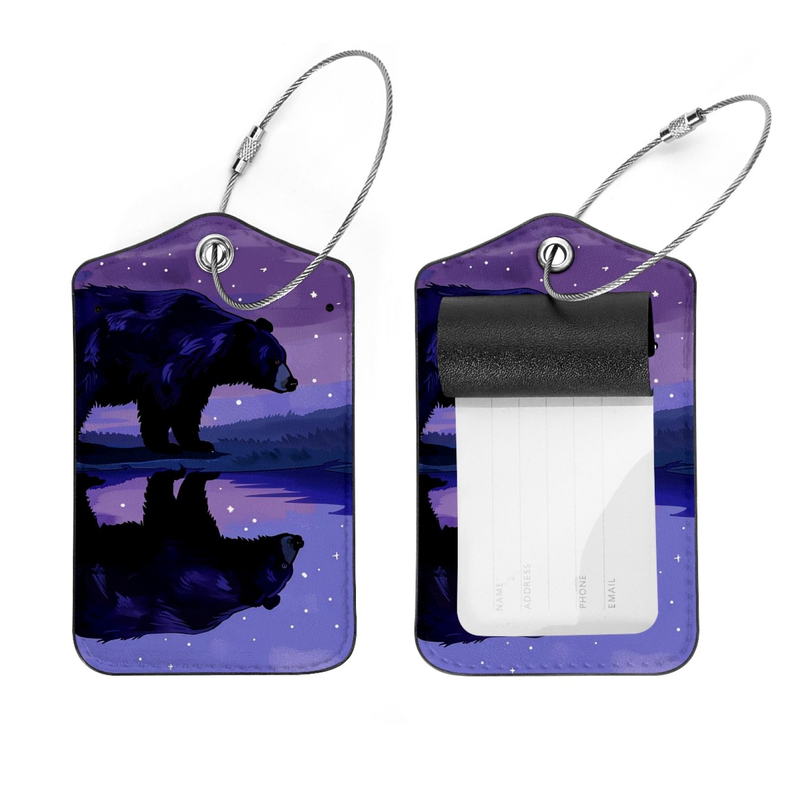 Luggage Tags, 2 Pack Personalized Luggage Tags for Suitcases, Faux