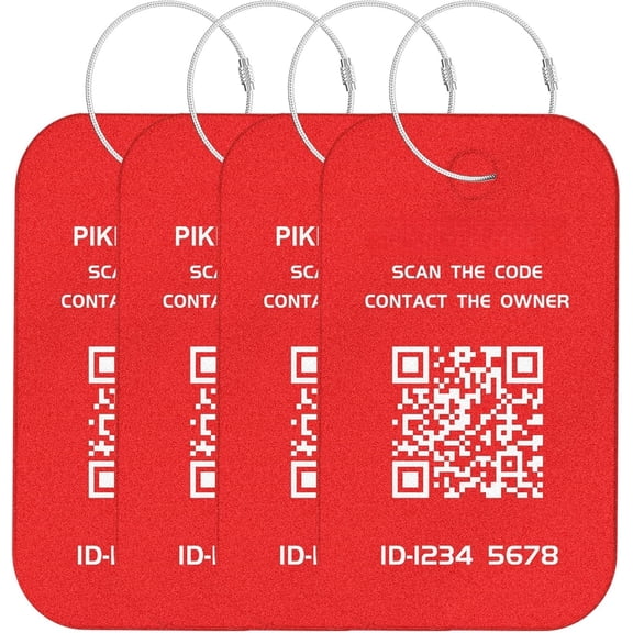 Luggage Tags (4-Pack) - QR Code Shows Scanner's Location  Scan, -Controlled Contact Info, Lost Item ,   for Travel Bags & Backpacks