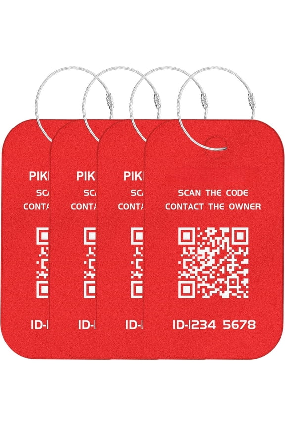 Luggage Tags (4-Pack) - QR Code Shows Scanner's Location  Scan, -Controlled Contact Info, Lost Item ,   for Travel Bags & Backpacks