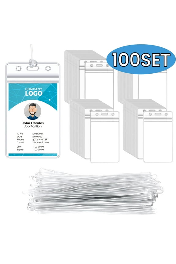 Luggage Tags Bag Tags Holder Identification ID Card Badge Holder for Business Travel and Office Supplies 100 Pack