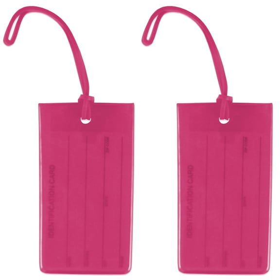 Luggage Tags Business Card Holder - Travel ID Bag Jelly Tags - Set of 2 (Pink)