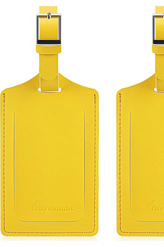 Luggage Tags Faux Leather Privacy Protection Bag Tags Travel Accessories, Yellow