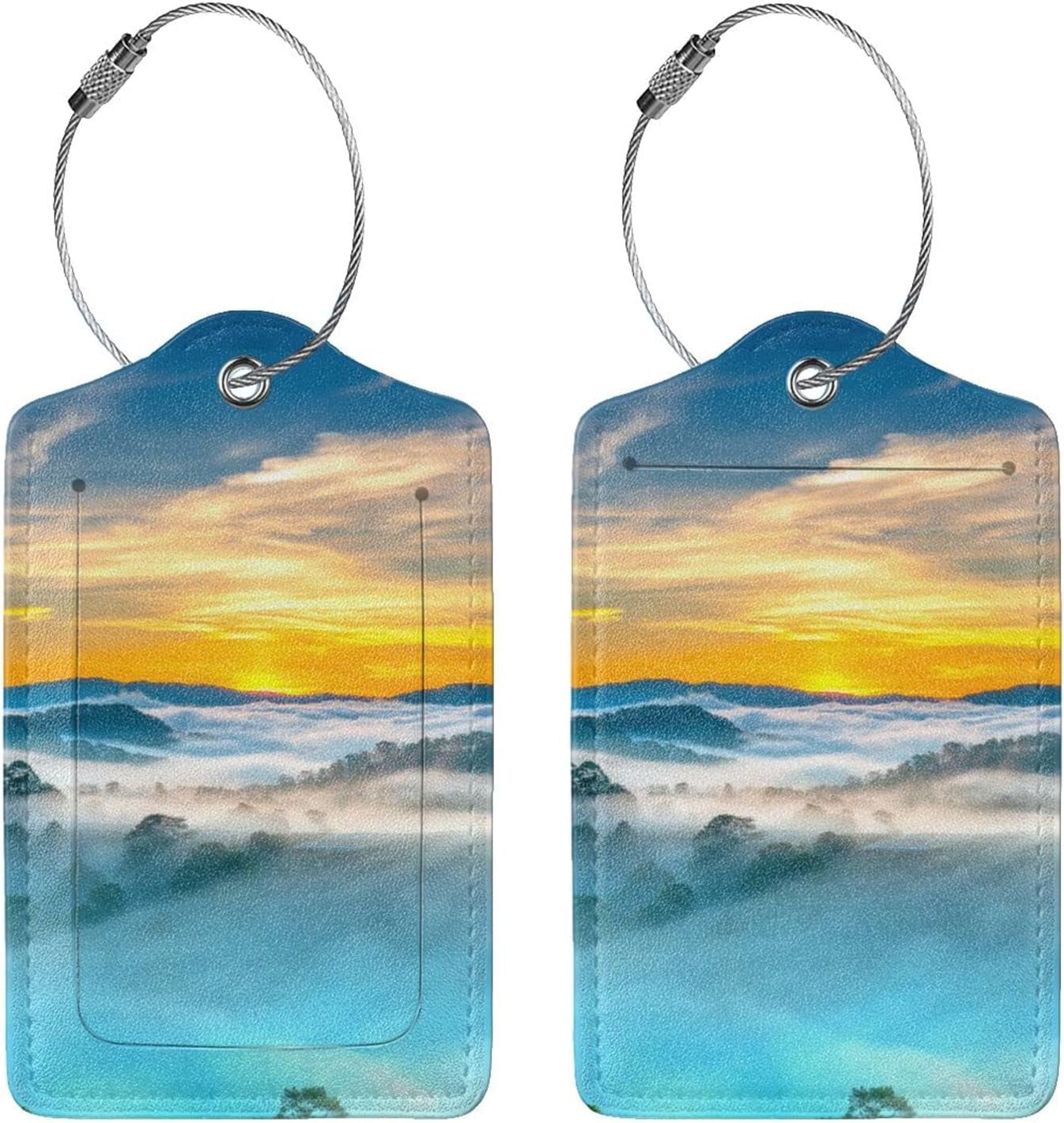 Luggage Tags PU Leather Suitcase Bag Labels Travel with Back Privacy