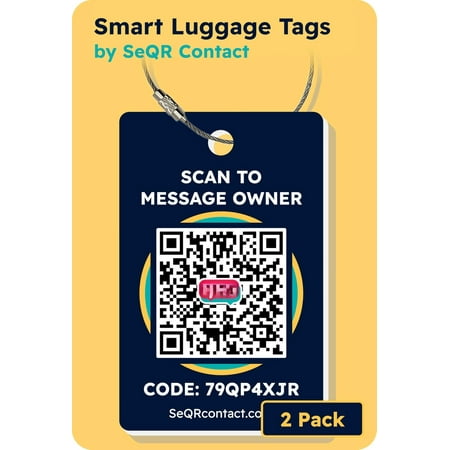 Luggage Tags | QR Code Luggage Tag Keeps Personal info Private | Customizable Travel Suitcase Tags for Women Men | Use with GPS Bag Locator Tags, Air Tag for Android or iOS