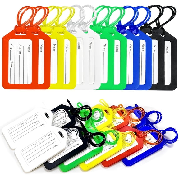 Luggage Tags for Suitcases: 6 Pack Travel Tags for Luggage, Bright Luggage Bag Tags with Waterproof Film Name Tags for Kids Adults Travel Accessories Must Haves - Bag Tags for Backpacks