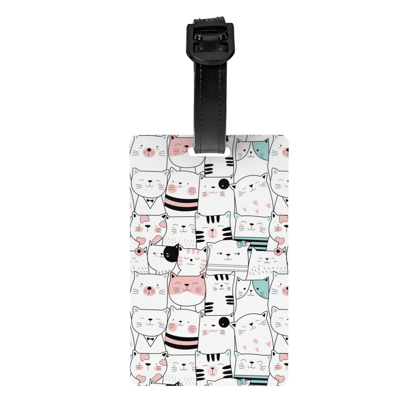 Funny Cat Luggage Tags 2 Pack - Don't Lose Me Design With Privacy Sleeve, PU Leather, Steel Loop (Yellow)