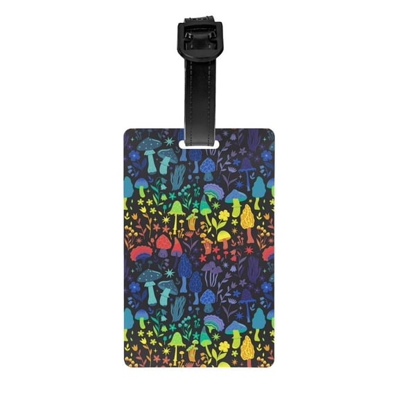 Luggage Tags for Suitcases, Magical Mushrooms and Flowers Suitcase & Bag Tags for Backpacks Baggage, Travel Name Tags for Luggage Identifiers for Suitcases, Travel Accessories