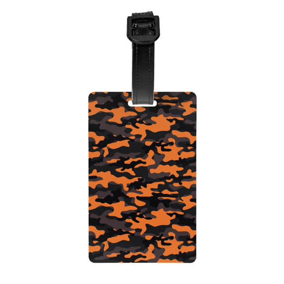 Luggage Tags for Suitcases, Orange Black Camouflage Suitcase & Bag Tags for Backpacks Baggage, Travel Name Tags for Luggage Identifiers for Suitcases, Travel Accessories